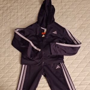 Adidas Dark Purple Tracksuit with Hood